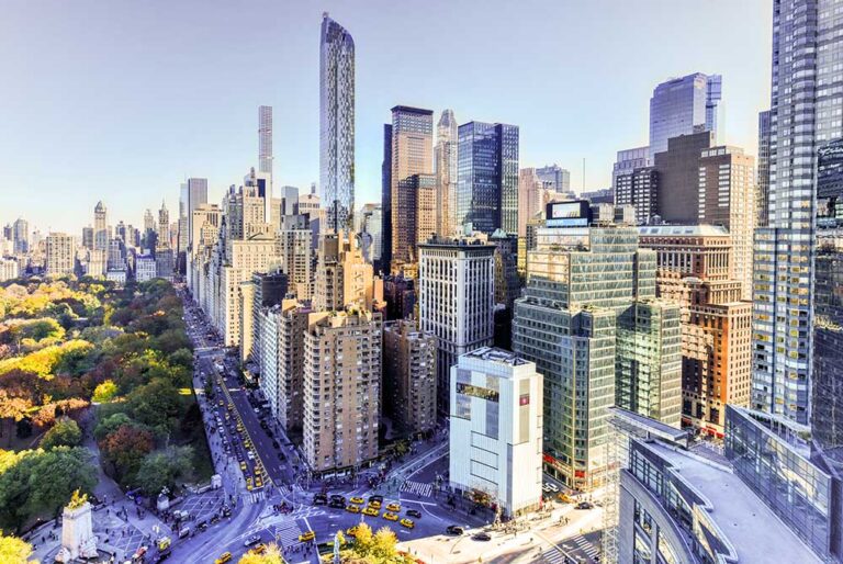 Columbus Circle form high up looking East